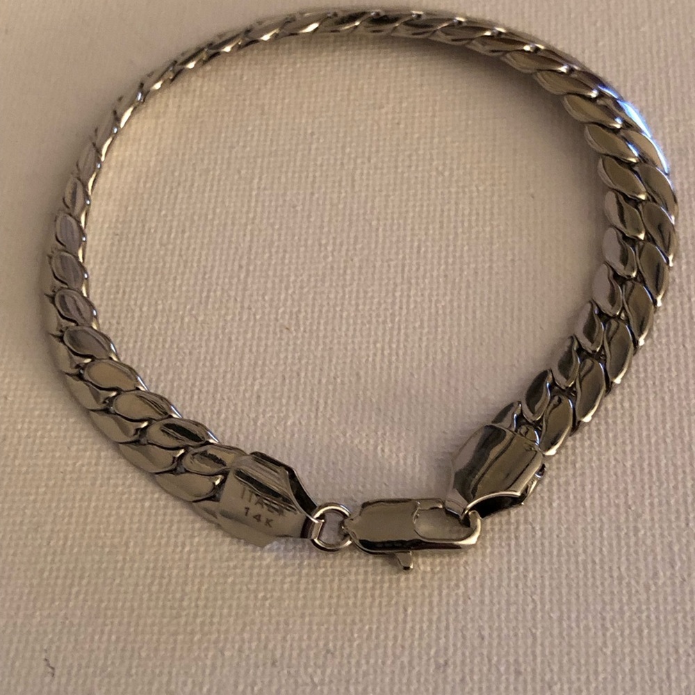 14K White Gold Men’s Cuban Link Bracelet